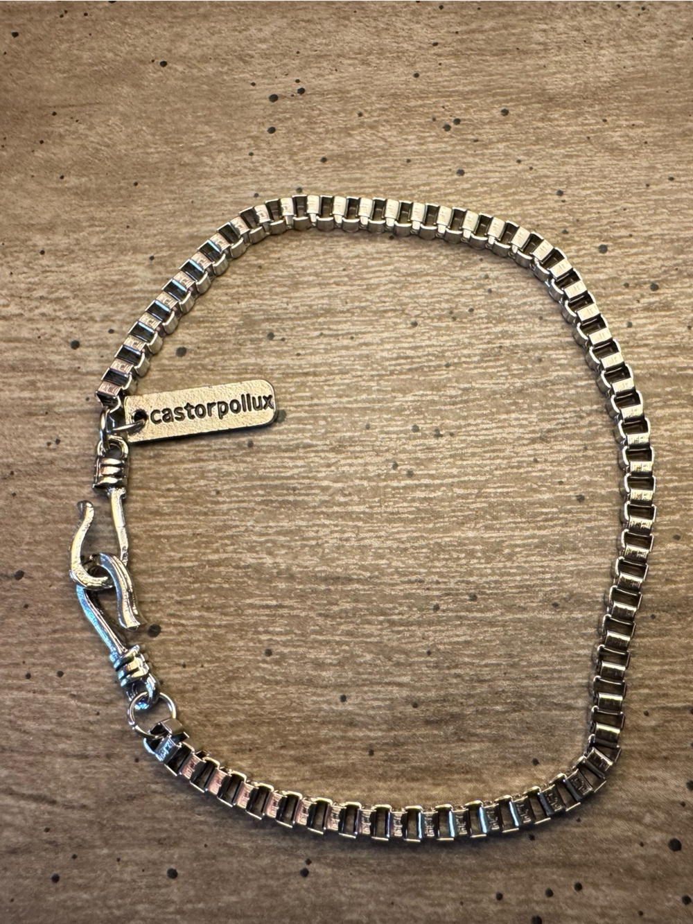 Castor Pollux Silver Tone Box Chain Bracelet